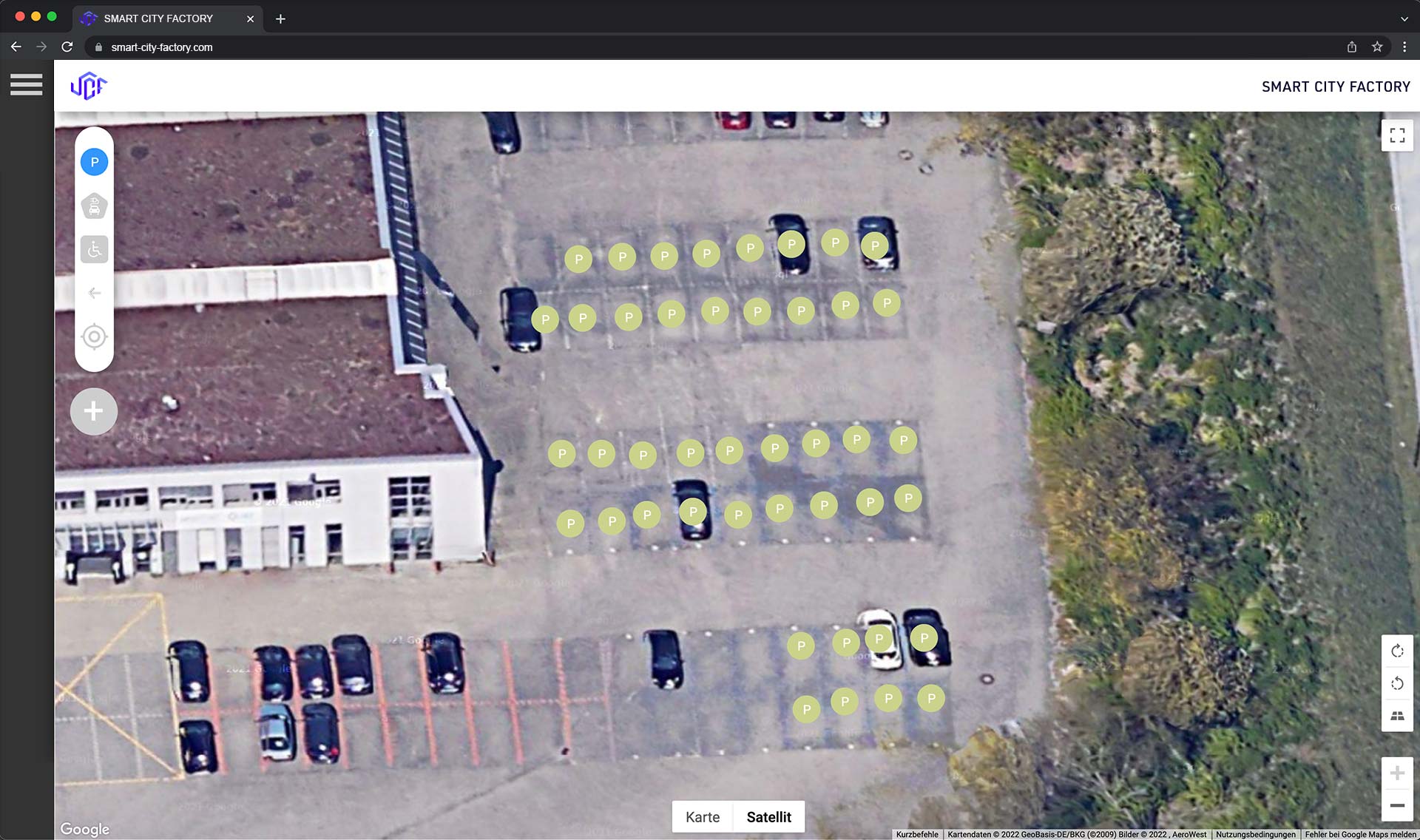 Parkplätze als Karten-/ oder Satellitenansicht